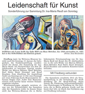 Wetterauer Zeitung 2019-01-12 Leidenschaft f&uuml;r Kunst